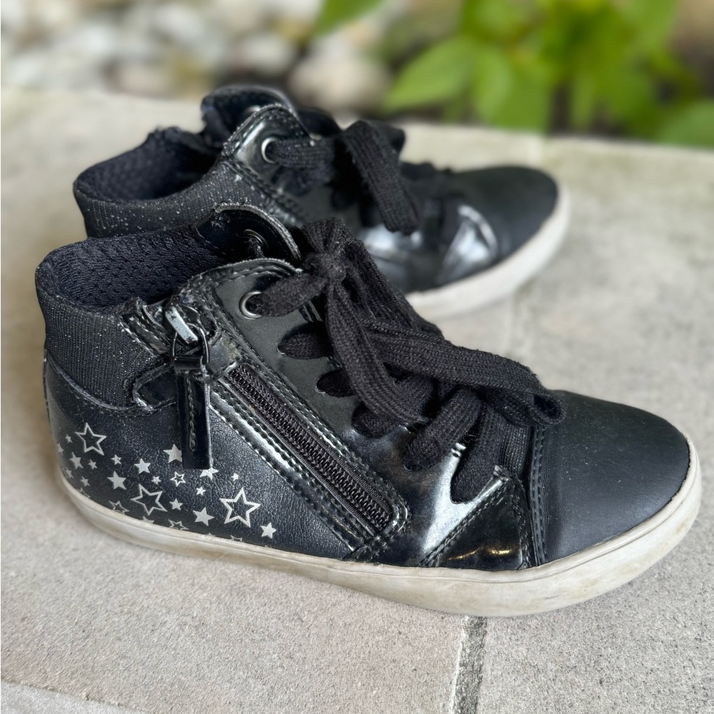 Geox Black Leather and Patent High-Top Sneakers